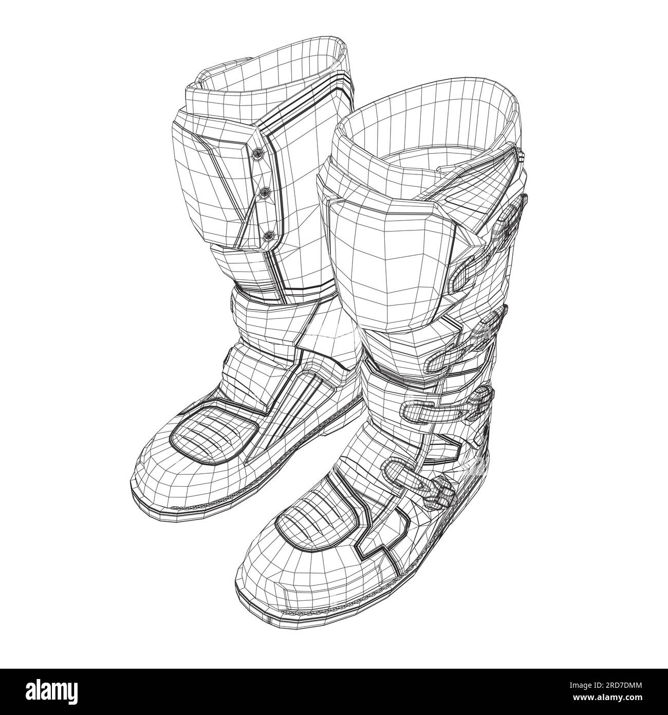 Wireframe of boots motorcycle line icon vector illustration. Leg