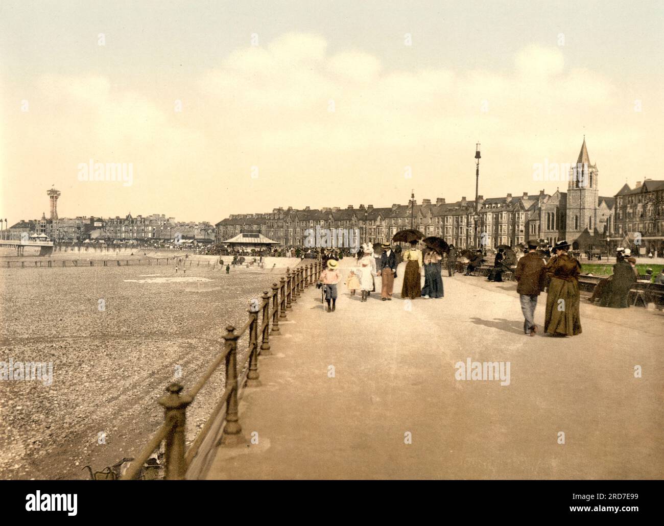 Parade looking east, Morecambe, a seaside town and civil parish in the City of Lancaster, England, 1895, Historical, digital improved reproduction of an old Photochrome print Stock Photo