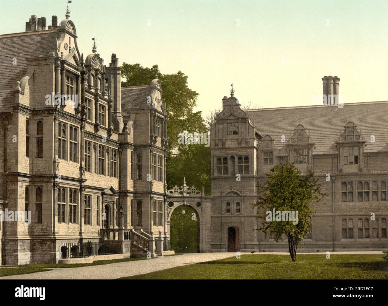 Trinity College, Oxford, England, 1895, Historical, digital improved ...