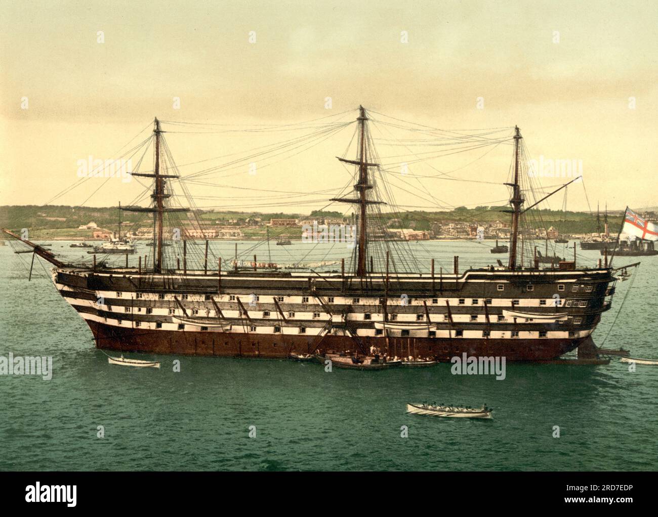 The Impregnable, training ship, Plymouth, port city and unitary authority in South West England, England, 1895, Historical, digital improved reproduction of an old Photochrome print Stock Photo