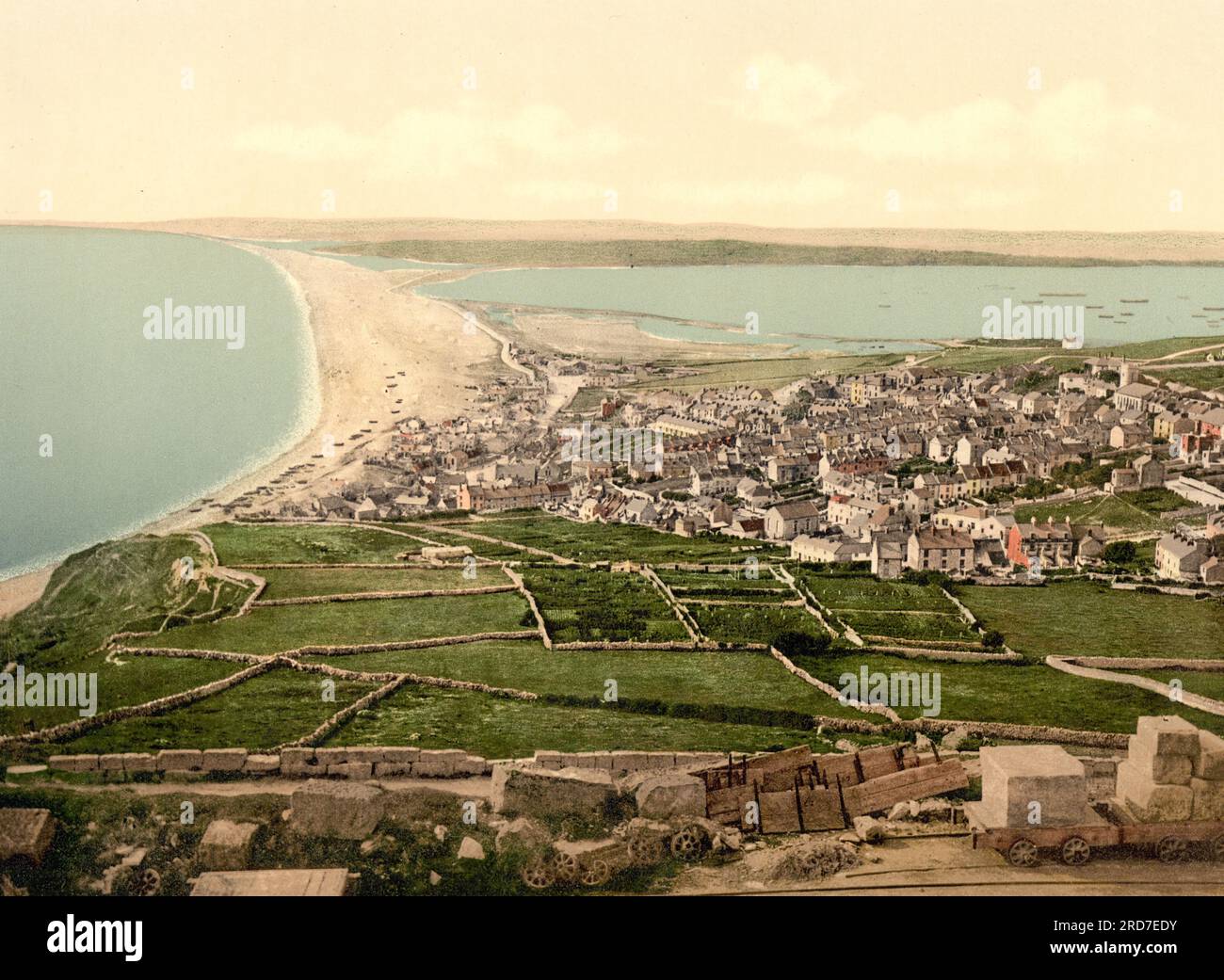 Chesil Beach, Portland, England, 1895, Historical, digital improved