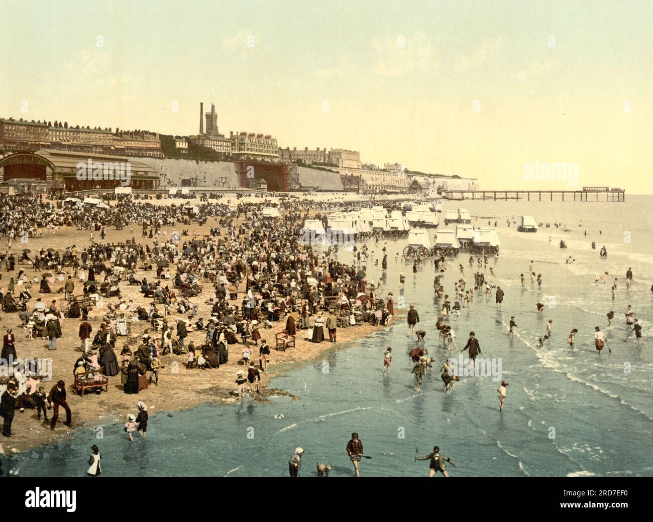 Sands, Ramsgate, a seaside town in the district of Thanet in east Kent, England, 1895, Historical, digital improved reproduction of an old Photochrome print Stock Photo