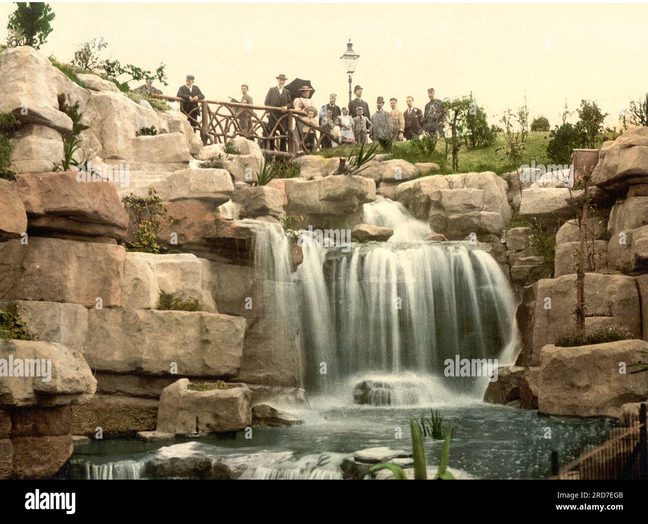 The waterfall, Ramsgate, a seaside town in the district of Thanet in east Kent, England, 1895, Historical, digital improved reproduction of an old Photochrome print Stock Photo