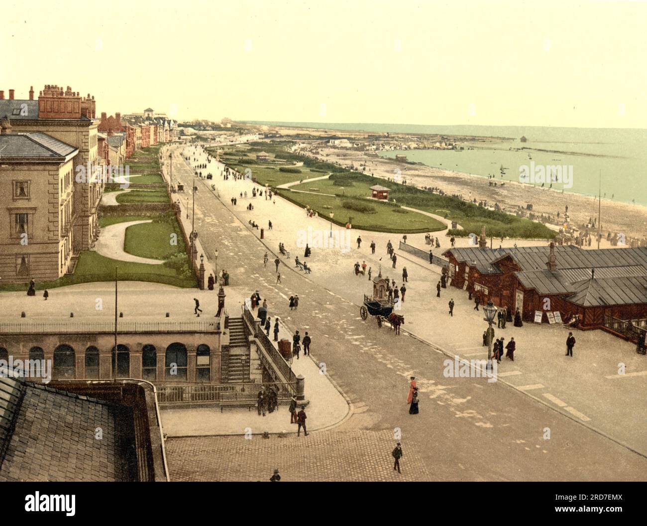 The promenade and lakes, Southport, a seaside town in the Metropolitan Borough of Sefton in Merseyside, England, 1895, Historical, digital improved reproduction of an old Photochrome print Stock Photo