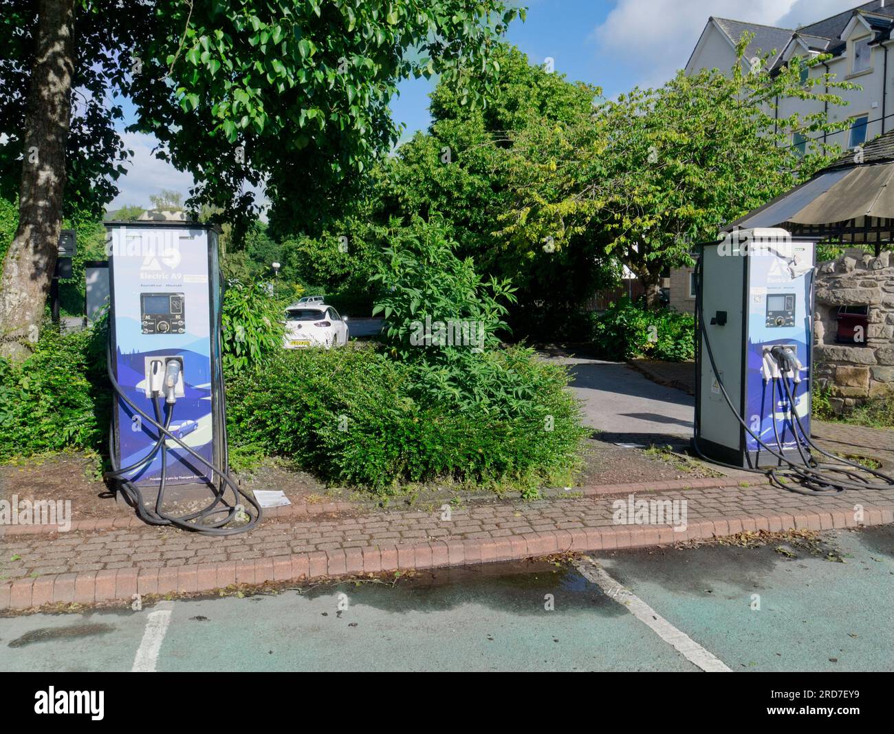 Electric car charging station, Pitlochry, Scotland Stock Photo Alamy