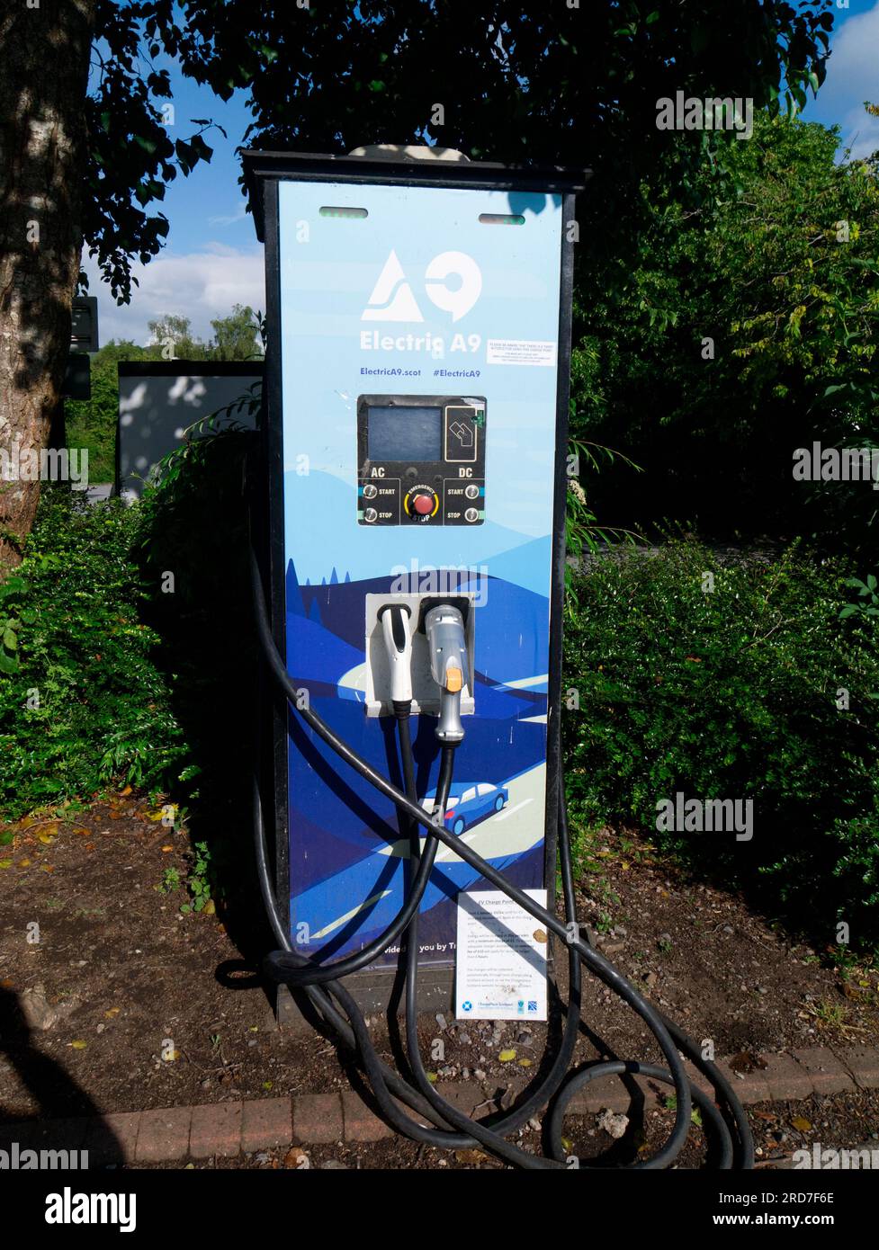 Electric car charging station, Pitlochry, Scotland Stock Photo Alamy