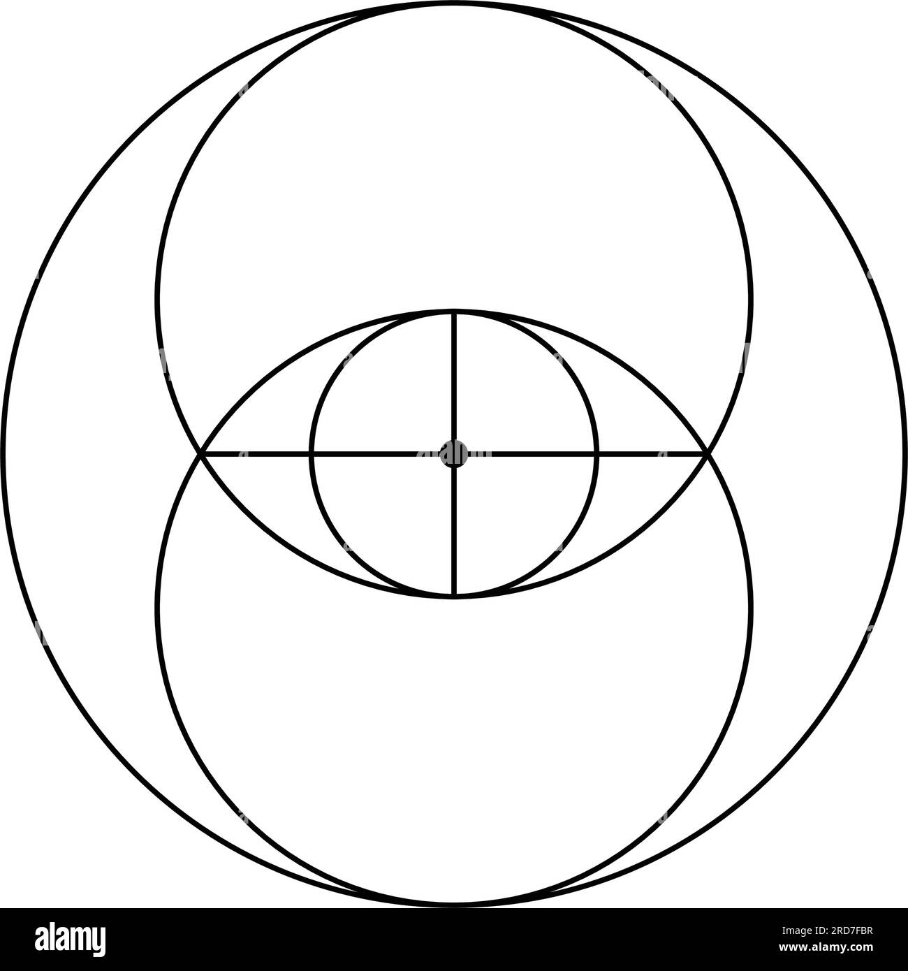 Vesica piscis. Scared Geometry Vector Design Elements. This is religion, philosophy, and spirituality symbols. the world of geometry. Stock Vector