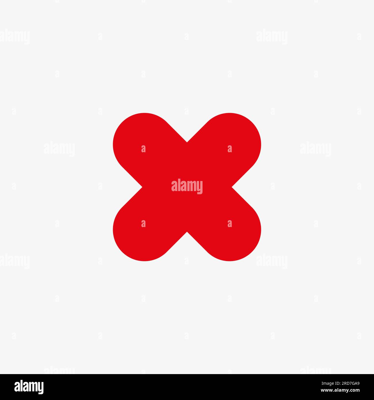 Cross sign element red x icon isolated on white background simple
