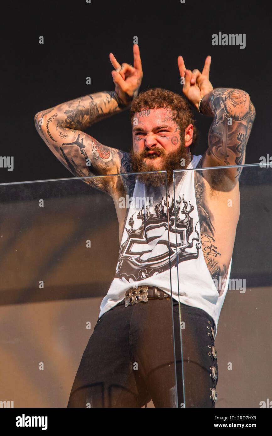 July 19, 2023, Usa, New York (NEW) Post Malone Performing live on TSX Stage at Times Square