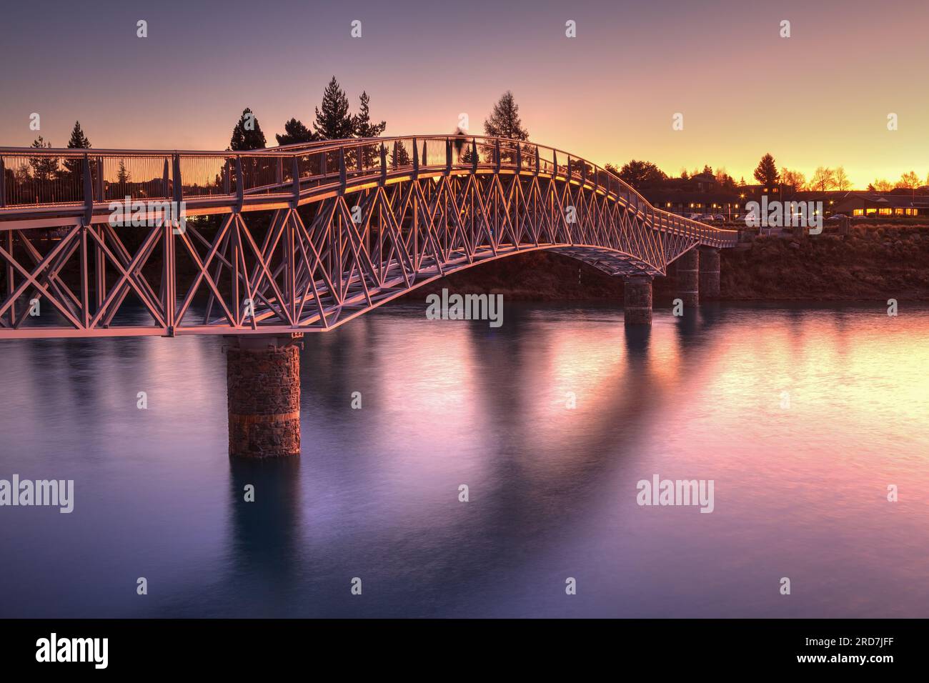 Lake Tekapo, New Zealand. The Maclaren footbridge over the Tekapo River