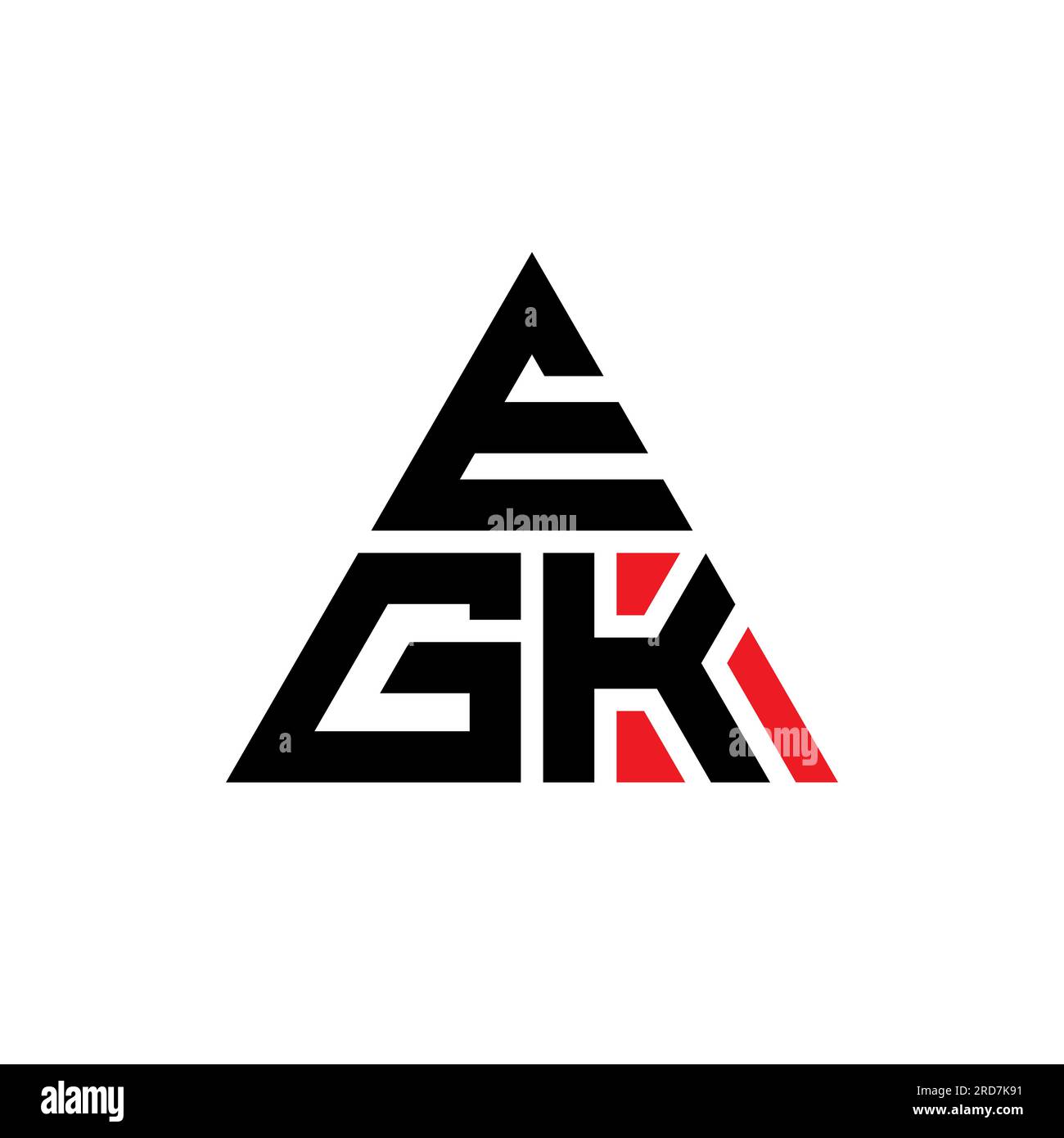 EGK triangle letter logo design with triangle shape. EGK triangle logo design monogram. EGK triangle vector logo template with red color. EGK triangul Stock Vector