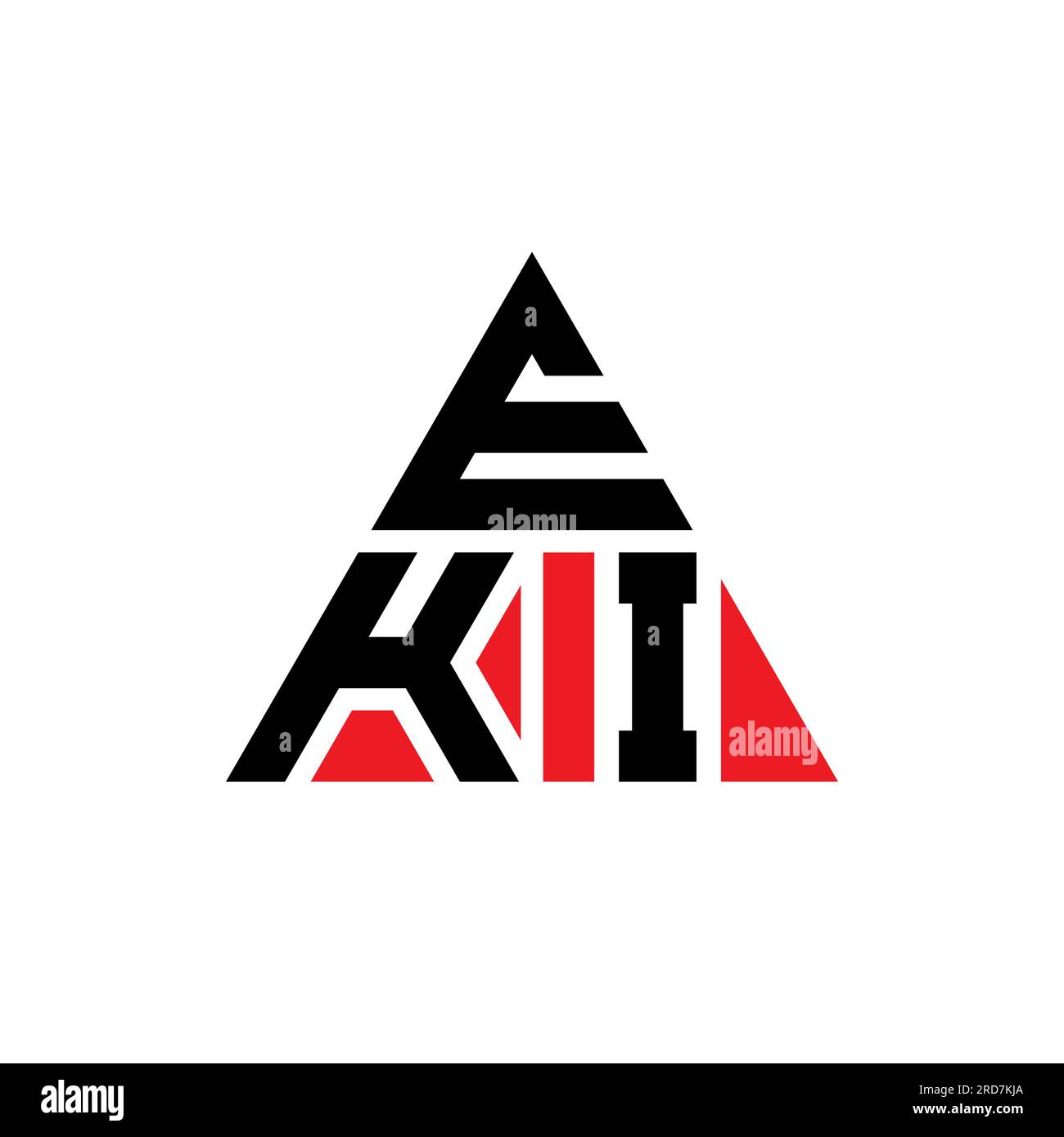 EKI triangle letter logo design with triangle shape. EKI triangle logo design monogram. EKI triangle vector logo template with red color. EKI triangul Stock Vector