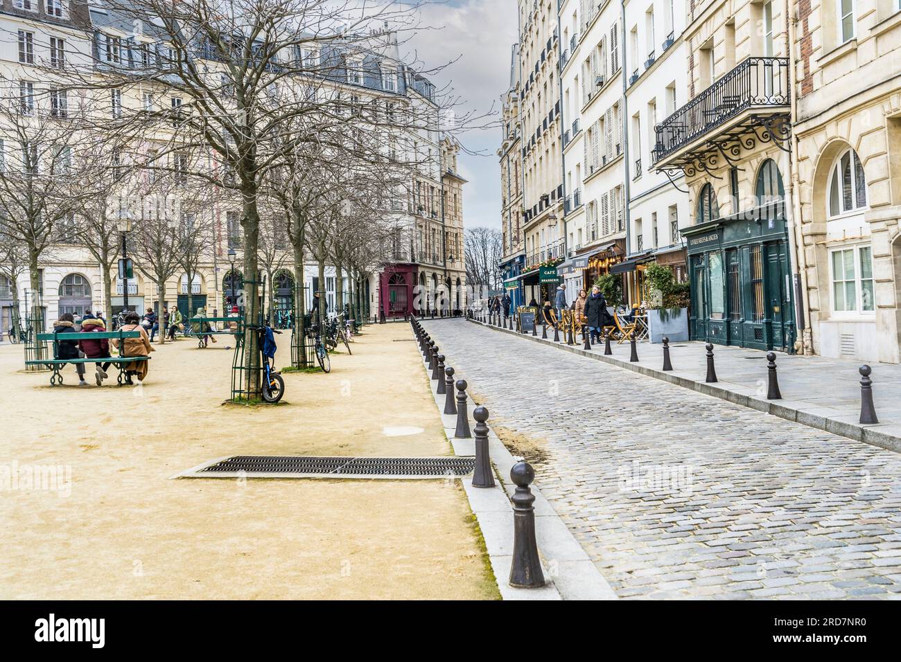 Paris, France - March 11, 2023: Beautiful Place Dauphine on a winter day Stock Photo