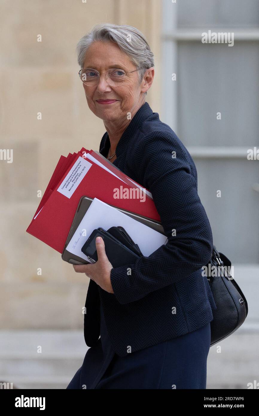 Paris, France. 19th July, 2023. French Prime Minister Elisabeth Borne