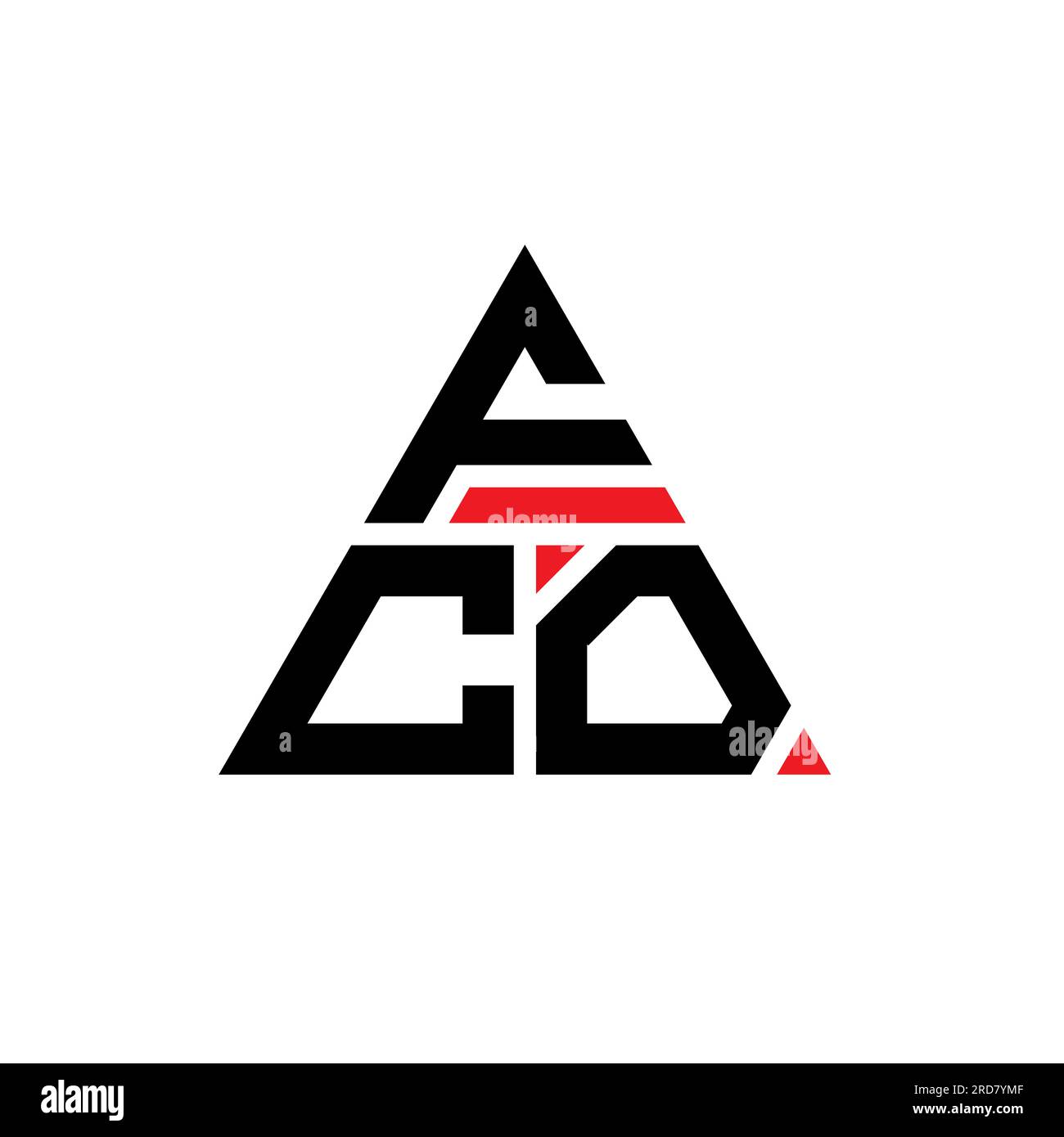 FCO triangle letter logo design with triangle shape. FCO triangle logo design monogram. FCO triangle vector logo template with red color. FCO triangul Stock Vector