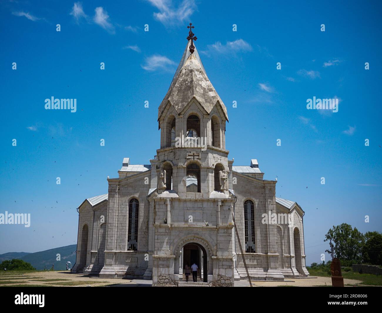 The exterior of the Ghazanchetsots Cathedral in Shusha, Nagorno-Karabakh. The unrecognised yet de facto independent country in South Caucasus, Nagorno-Karabakh (also known as Artsakh) has been in the longest-running territorial dispute between Azerbaijan and Armenia in post-Soviet Eurasia since the collapse of Soviet Union. It is mainly populated by ethnic Armenians. Stock Photo