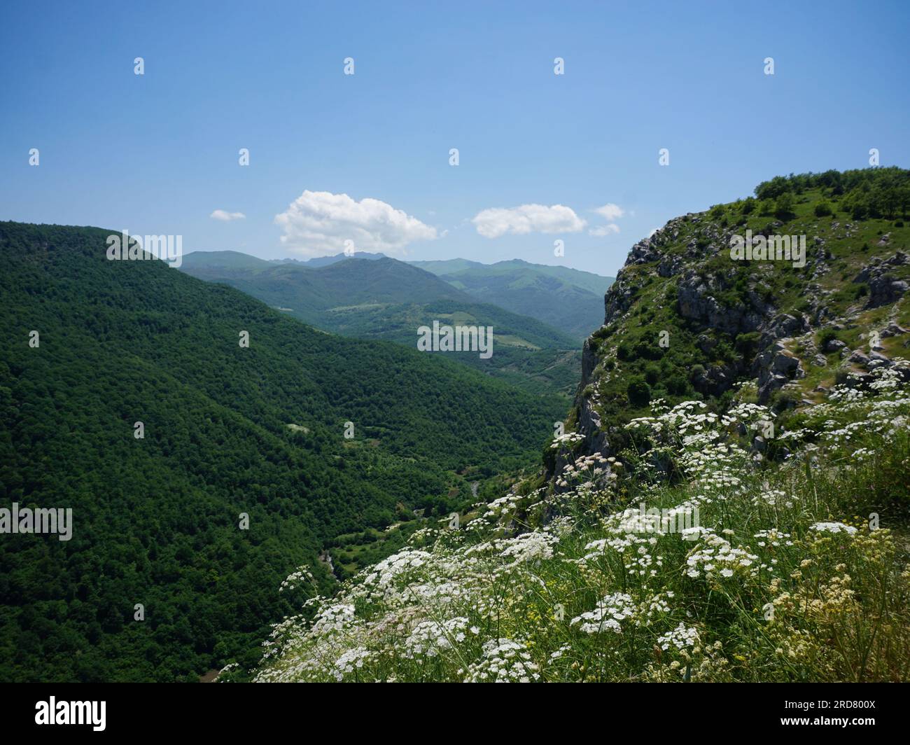 General view of Nagorno-Karabakh from a mountain in Shusha, Nagorno-Karabakh. The unrecognised yet de facto independent country in South Caucasus, Nagorno-Karabakh (also known as Artsakh) has been in the longest-running territorial dispute between Azerbaijan and Armenia in post-Soviet Eurasia since the collapse of Soviet Union. It is mainly populated by ethnic Armenians. Stock Photo