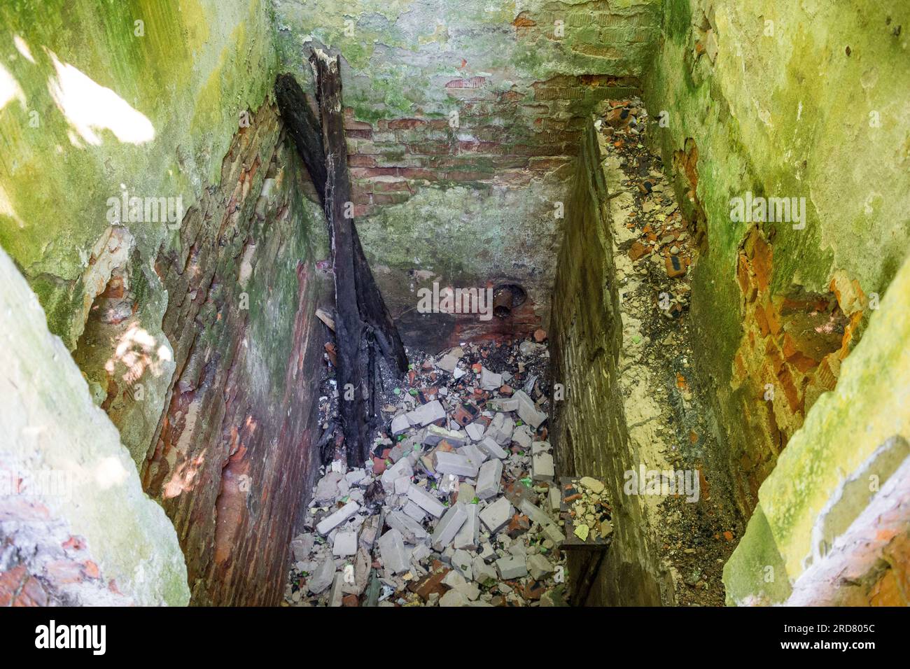 Old littered abandoned basement in a brick building Stock Photo - Alamy