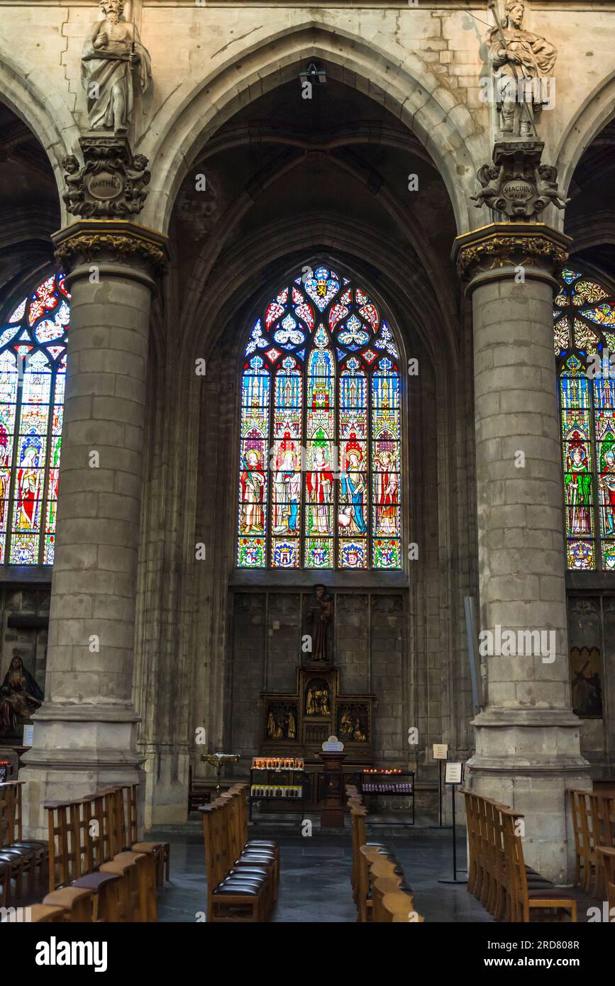 Arches of the nave and stained-glass windows, Church of Our Lady of