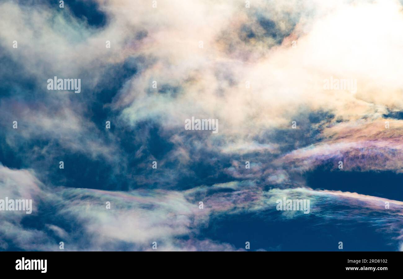 View of pearl polar stratospheric clouds in the sky Stock Photo