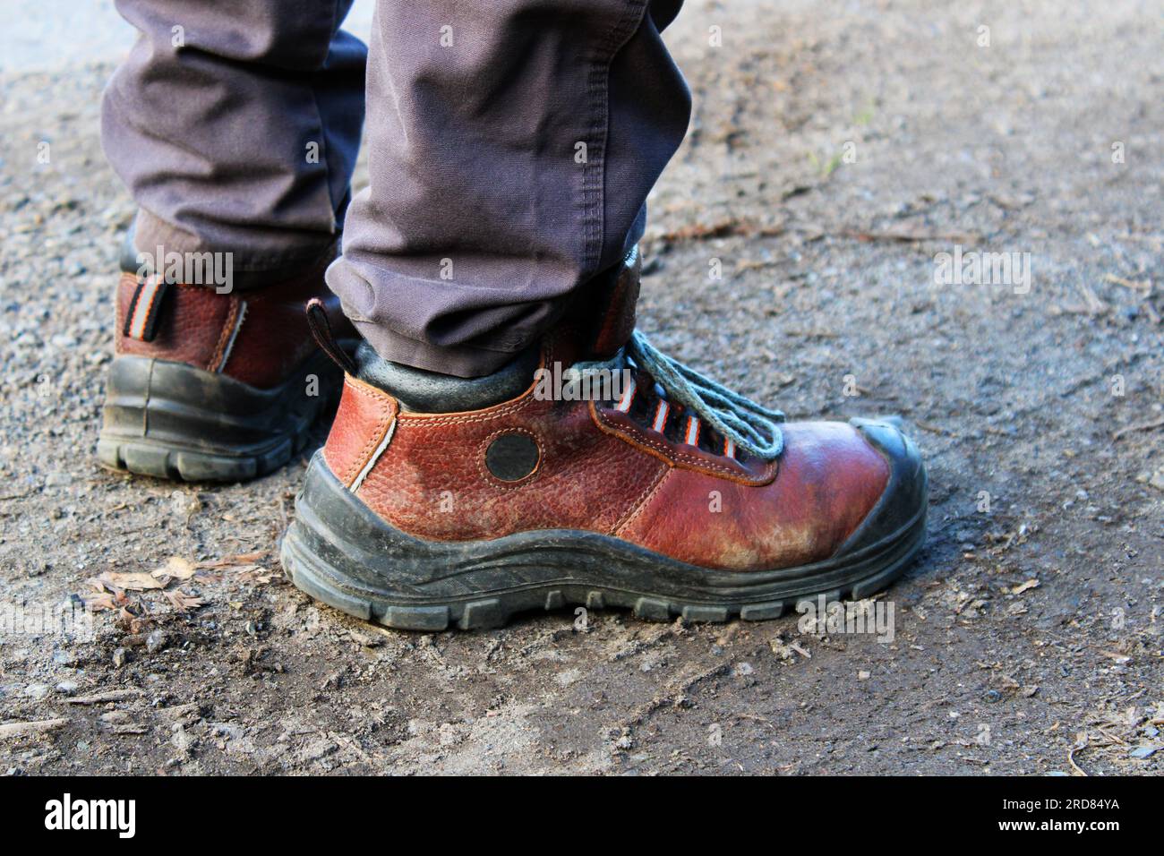 Leather work shoes Stock Photo - Alamy