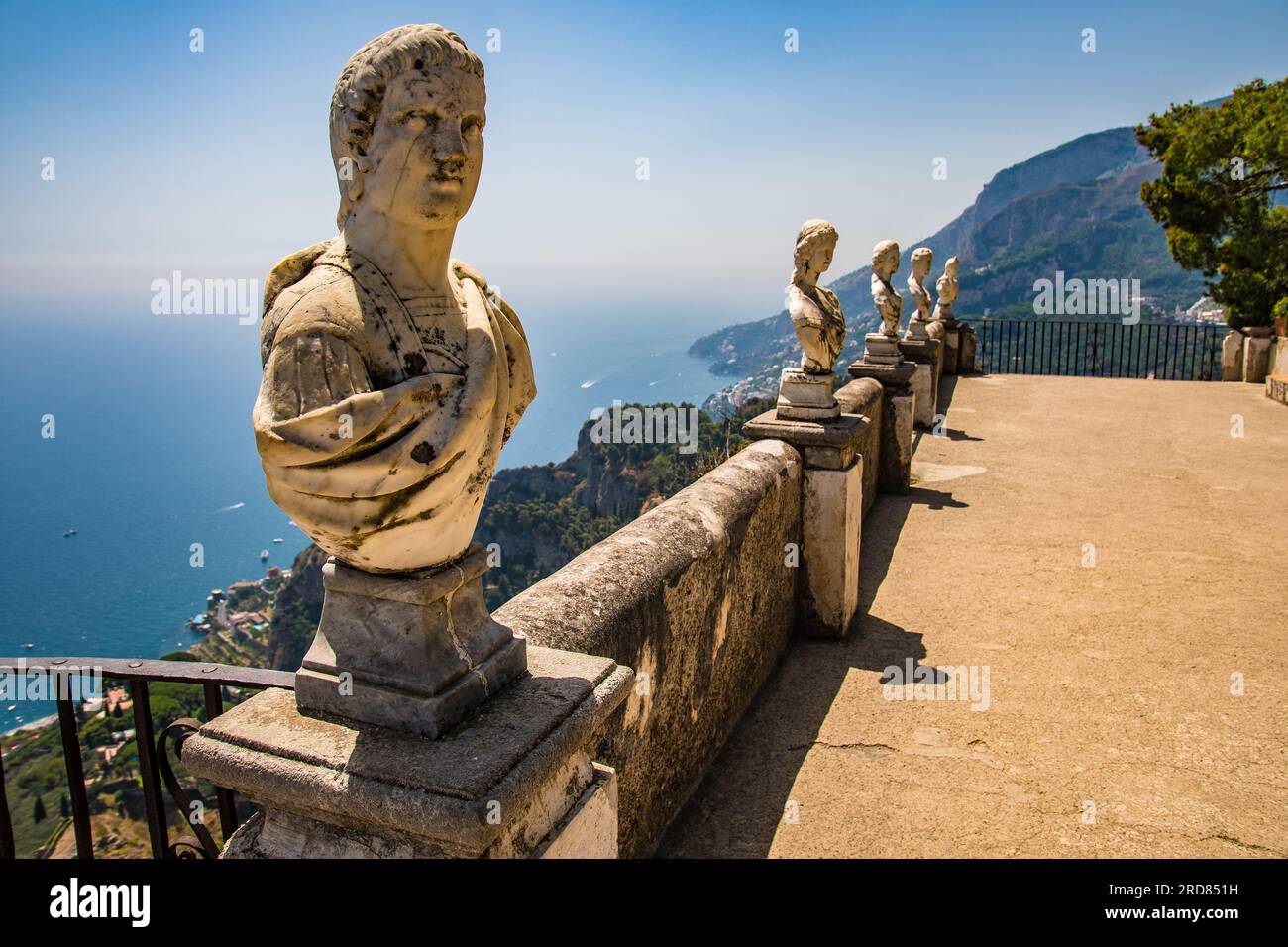 Terrace of Infinity at the gardens of Villa Cimbrone, Ravello, Italy on ...