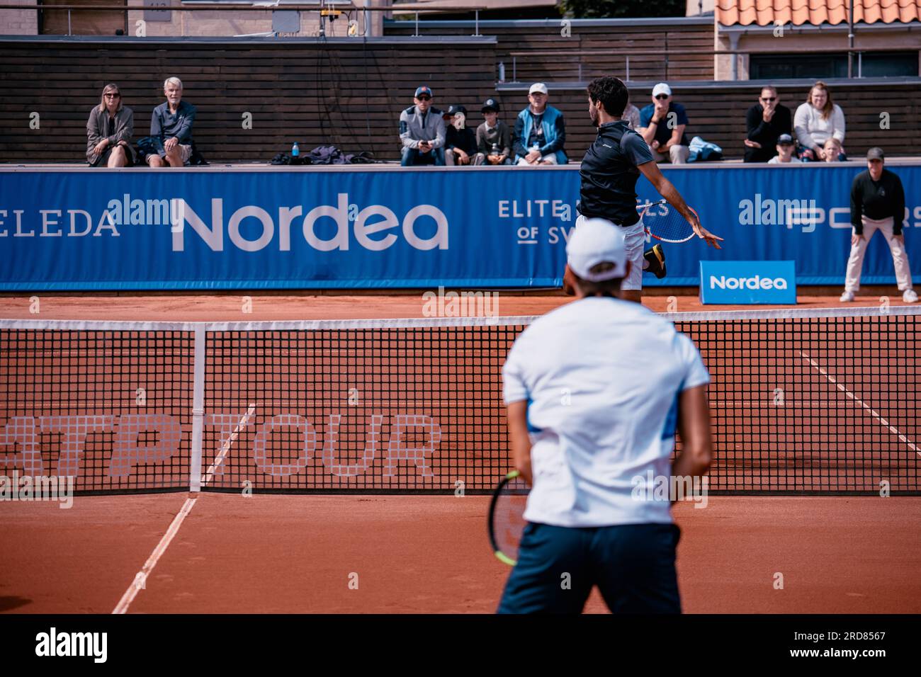 Båstad, Sweden. 07 19 2023. Nordea Open, Båstad, Sweden.  Franscisco Cabral and Rafael Matos against Fabrice Martin and Andreas Mies. Daniel Bengtsson Stock Photo