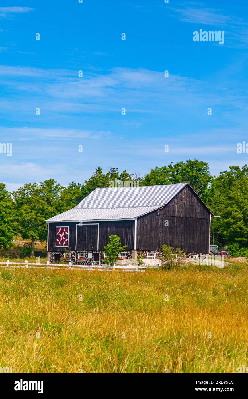 Rustic barn on a farm near Sparrow Lake in Muskoka Ontario Canada Stock Photo
