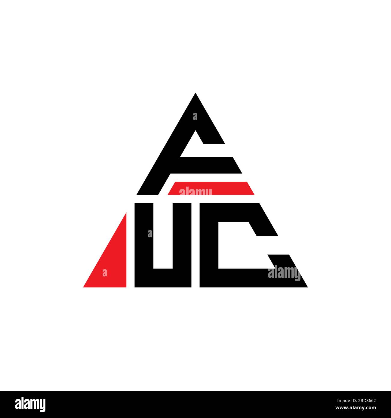 FUC triangle letter logo design with triangle shape. FUC triangle logo design monogram. FUC triangle vector logo template with red color. FUC triangul Stock Vector
