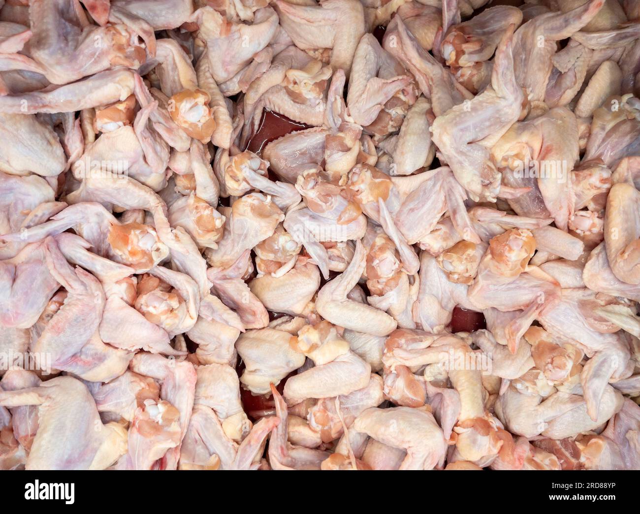 The delicious whole raw chicken wing is culinary preparation for