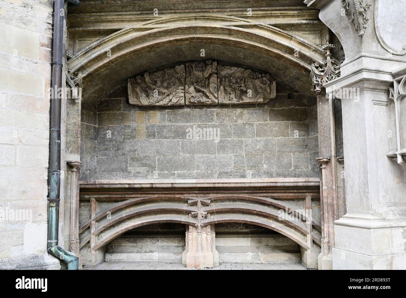Vienna, Austria. 17 July 2023. Vienna, Austria, St. Stephen's Cathedra in Vienna. Niche of the destroyed Gutstocker epitaph 1523; fragments Stock Photo