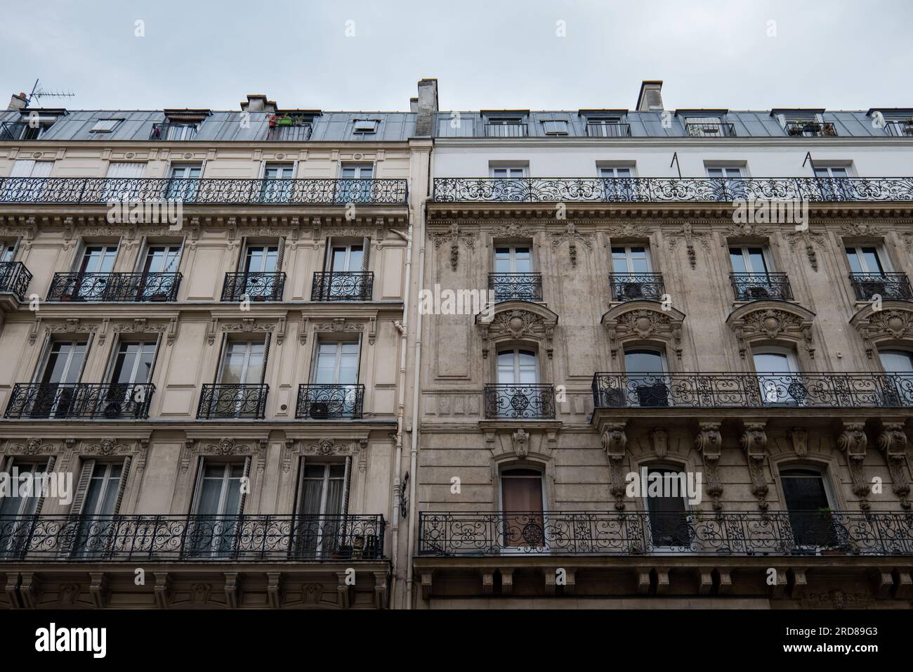 Paris, Île-de-France, France - October 1, 2022: Beautiful Classical Architectural Lafayette Street Residential Buildings With Windows and Balconies Fr Stock Photo