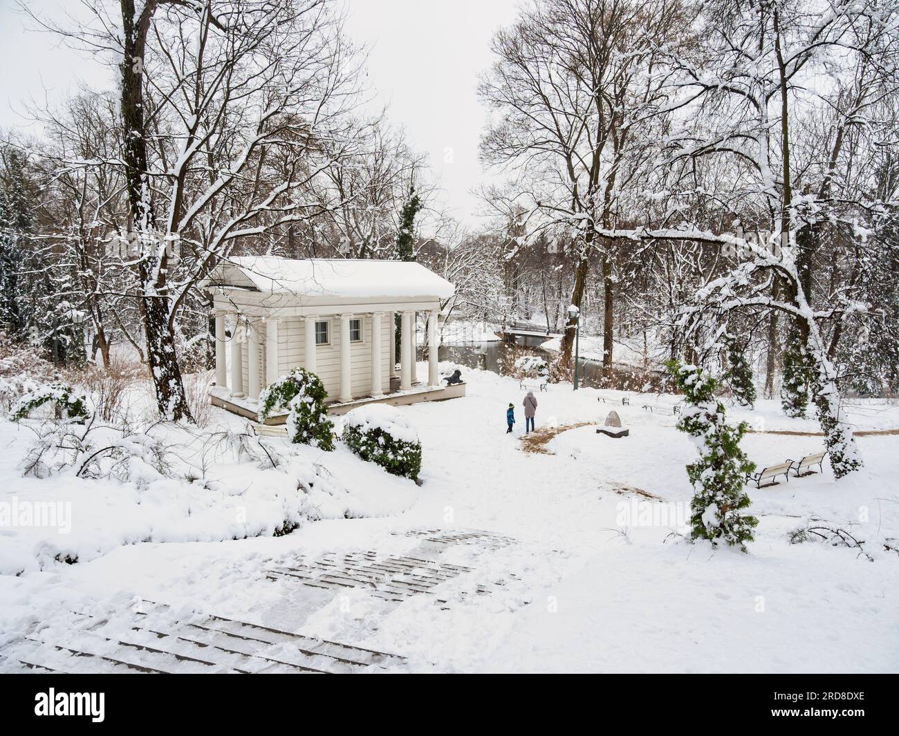 Temple of Sibyl, Lazienki Park (Royal Baths Park), in winter, Warsaw, Masovian Voivodeship, Poland, Europe Stock Photo