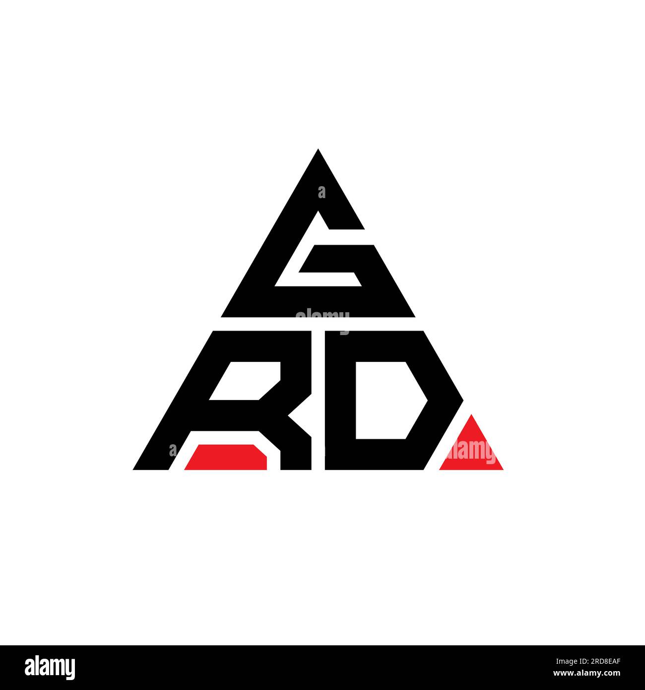 GRD triangle letter logo design with triangle shape. GRD triangle logo design monogram. GRD triangle vector logo template with red color. GRD triangul Stock Vector
