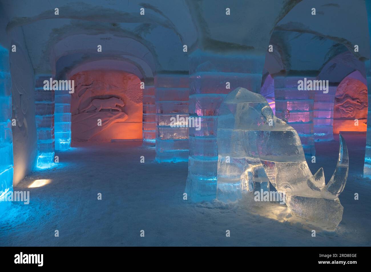 Inside the Sorrisniva Igloo Hotel (Ice Hotel), Alta, Arctic Cirle, Norway, Scandinavia, Europe Stock Photo