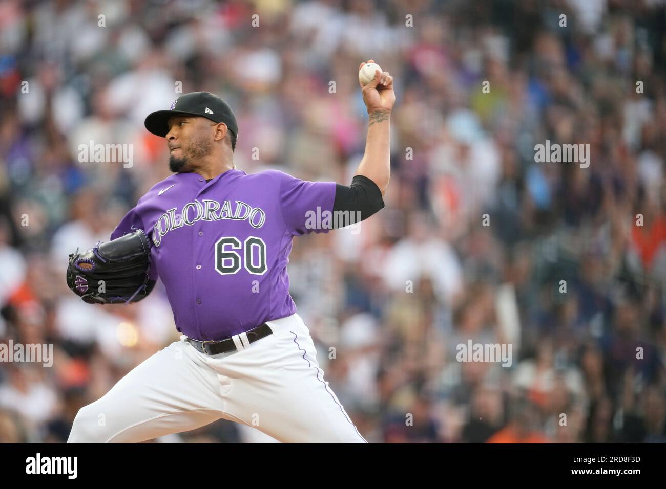 DENVER, CO - JULY 18: Colorado Rockies relief pitcher Fernando Abad (60)  pitches in the fourth inning during an interleague game between the Houston  Astros and the Colorado Rockies at Coors Field