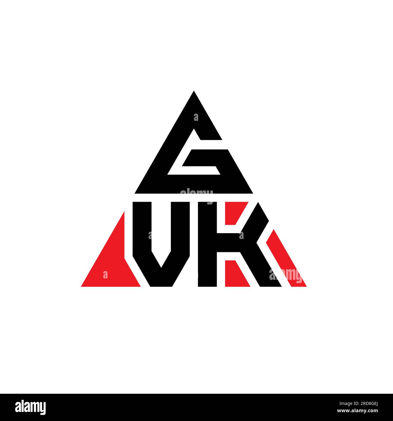 GVK triangle letter logo design with triangle shape. GVK triangle logo design monogram. GVK triangle vector logo template with red color. GVK triangul Stock Vector