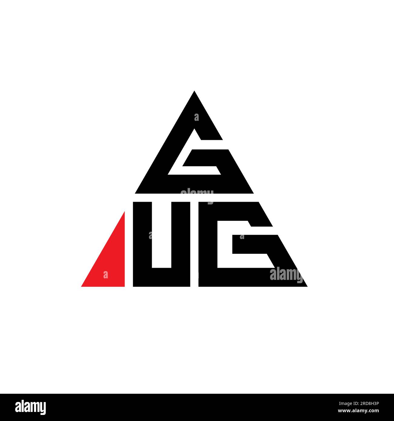 GUG triangle letter logo design with triangle shape. GUG triangle logo design monogram. GUG triangle vector logo template with red color. GUG triangul Stock Vector