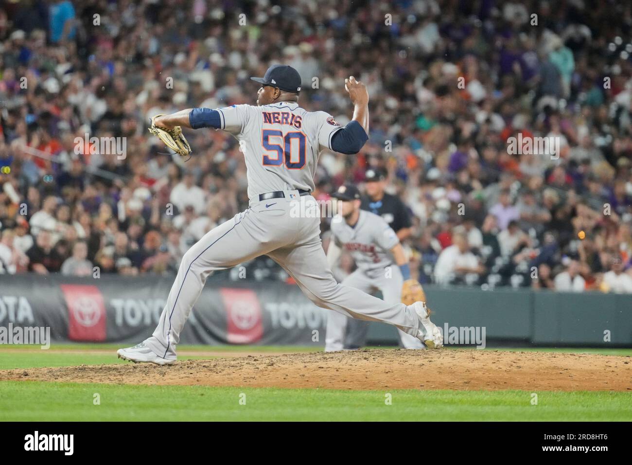 July 18 2023 Houston pitcher Hector Neris (50) throws a pitch during the game with Houston Astros and Colorado Rockies held at Coors Field in Denver Co. David Seelig/Cal Sport Medi Stock Photo