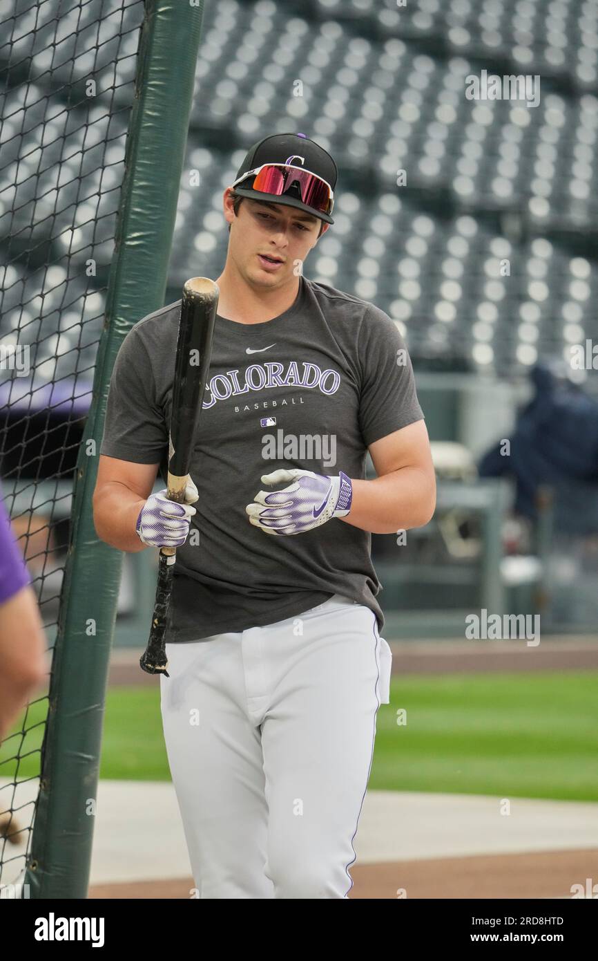 July 18 2023 Colorado utility player Michael Toglia 4 during batting practice before game with Houston