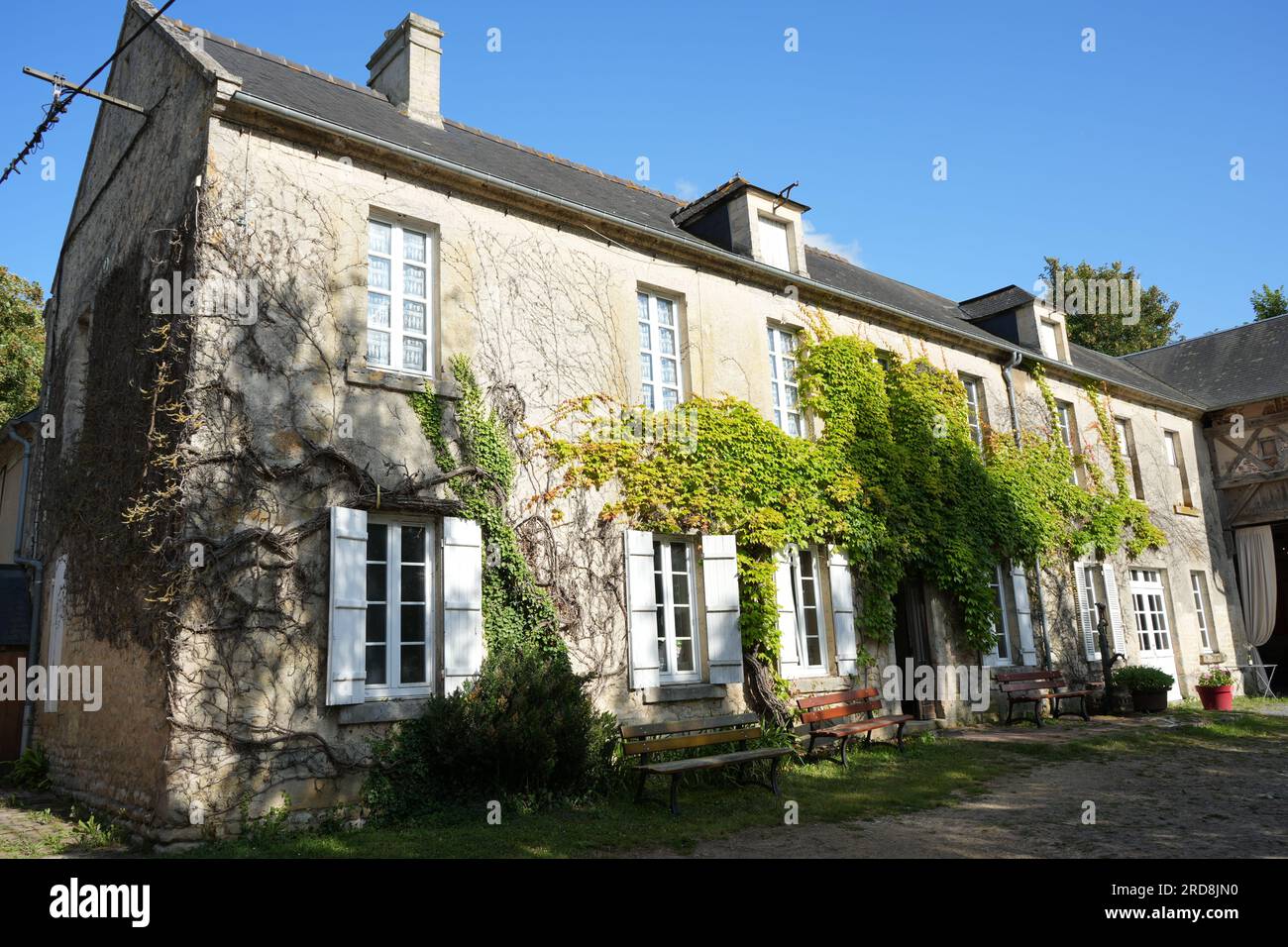 Traditional French Farmhouse at The Vergers de Ducy cider house, Lieu Moussard,Audrieu, France. Stock Photo