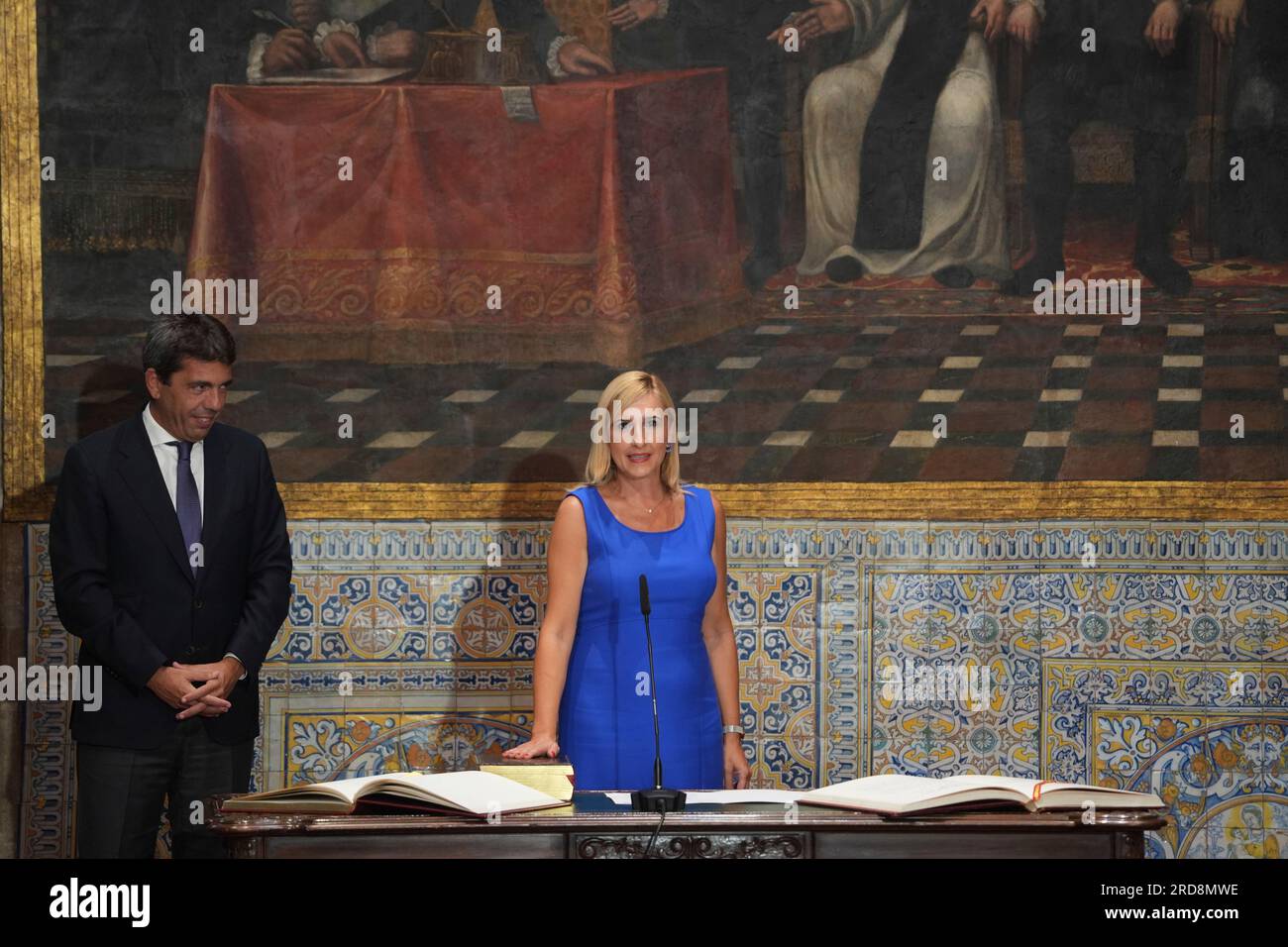 The new councilor of Environment, Water, Infrastructures and Territory,  Salomé Pradas, during the act of inauguration of the members of the Consell  of the XI Legislature in the Palau de la Generalitat,