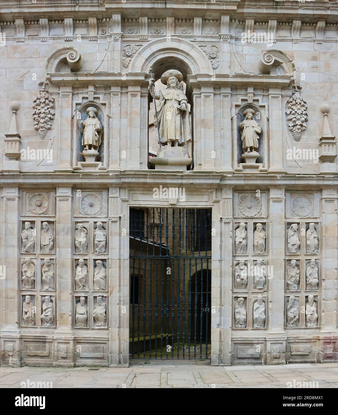 Holy Door or Door of Forgiveness east facade Santiago de Compostela Archcathedral Basilica Plaza de la Quintana Santiago de Compostela Galicia Spain Stock Photo