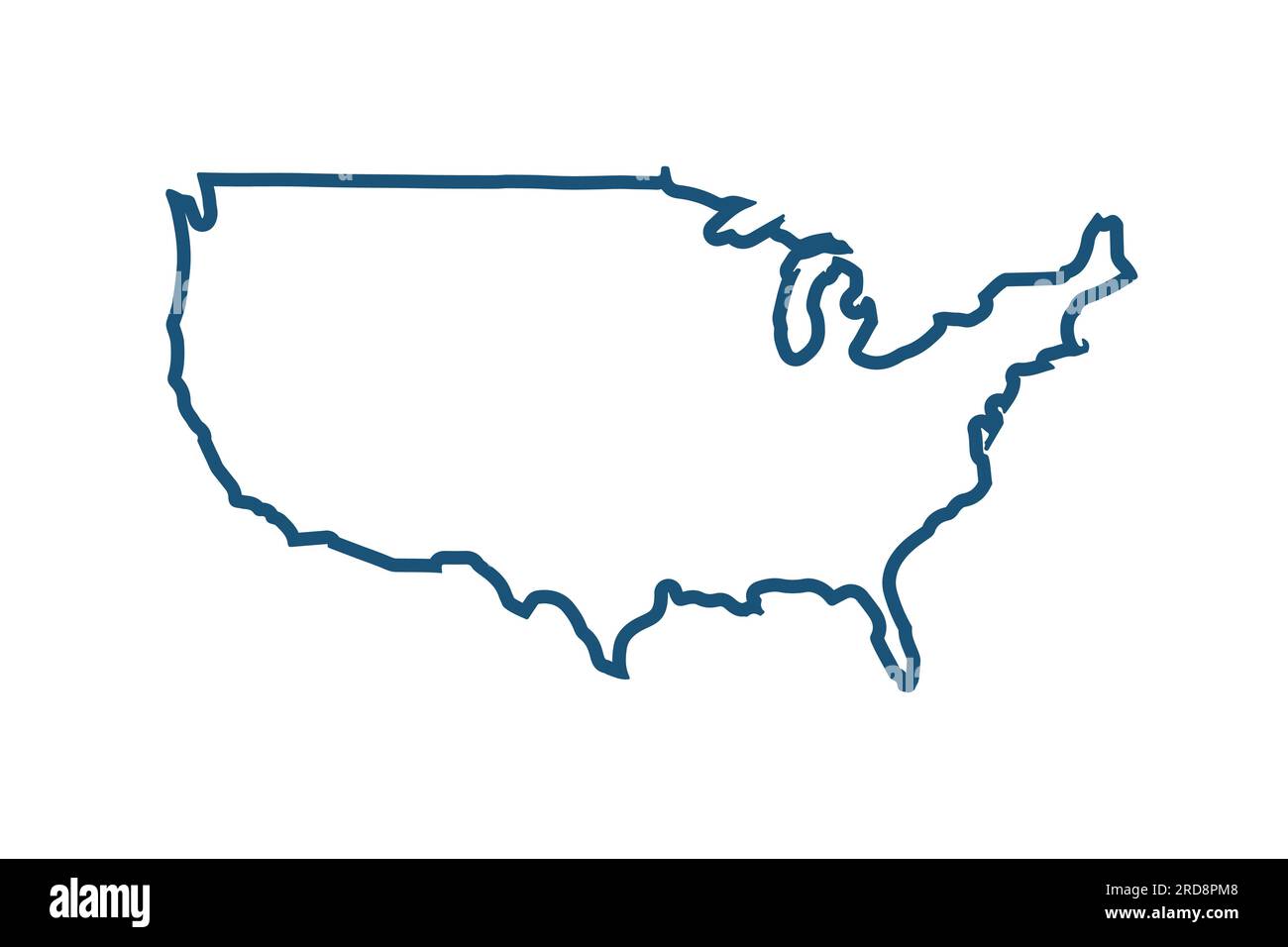 US states contour silhouette. Simple map. Vector Stock Vector
