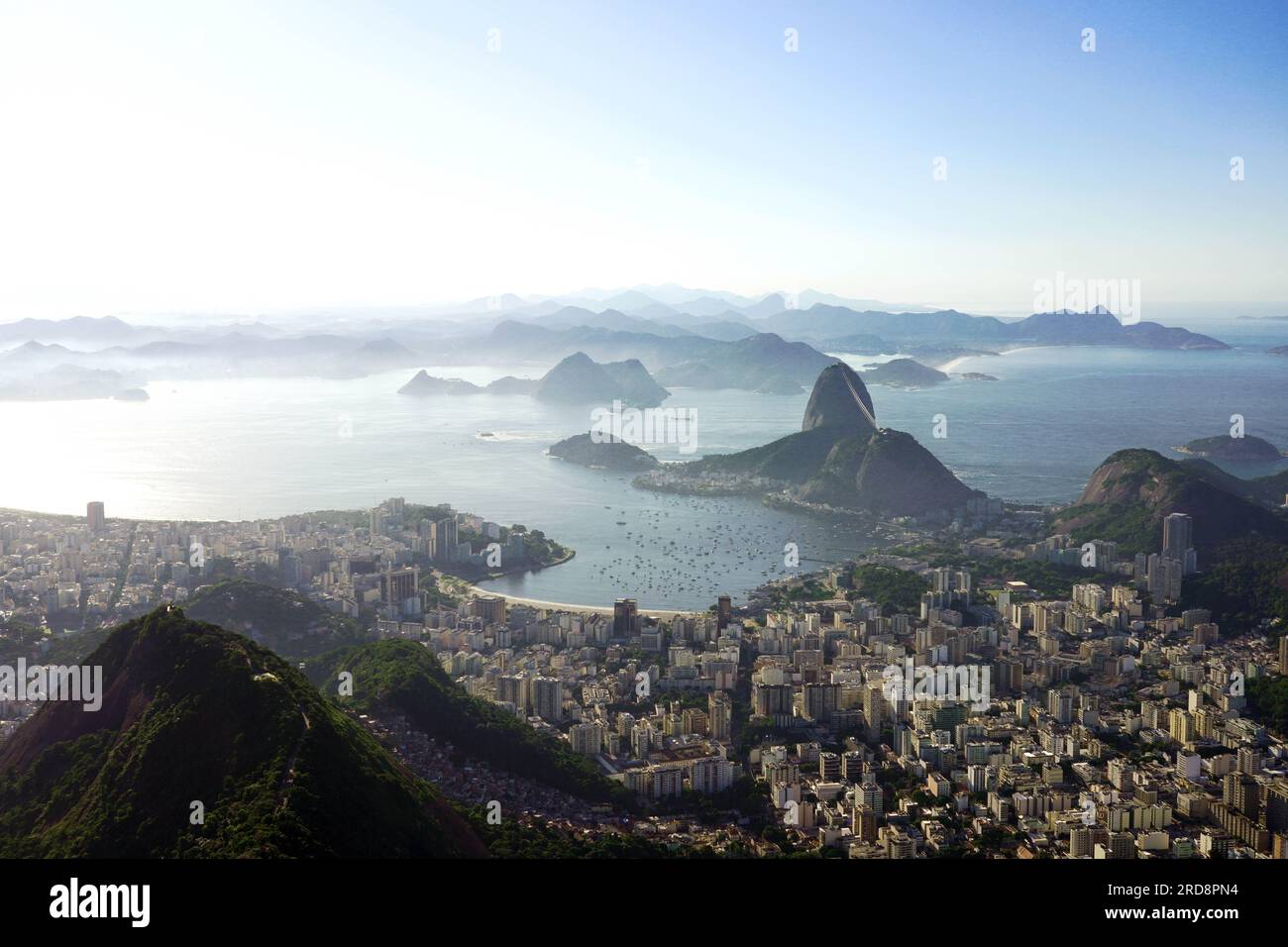 Aerial view of famous Guanabara Bay from Corcovado mountain in Rio de Janeiro, Brazil Stock Photo
