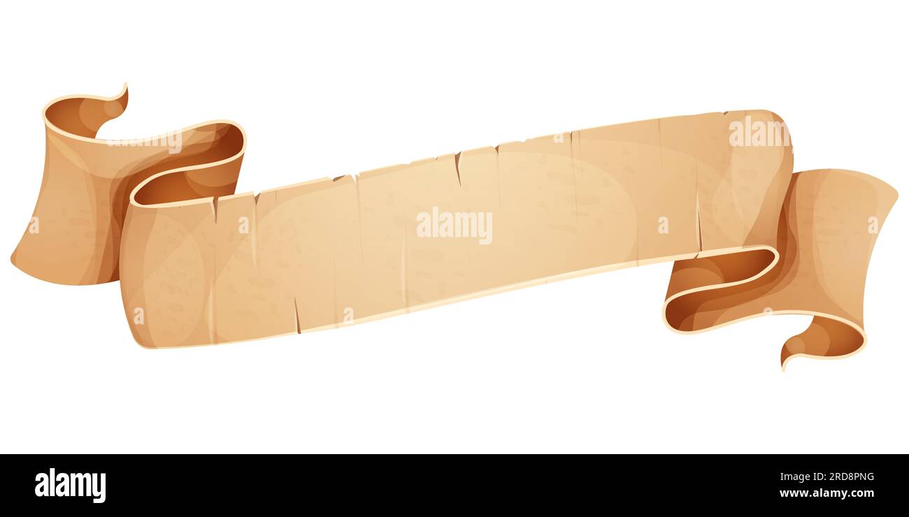 Parchment paper scroll ribbon, old vintage banner game ui element in ...