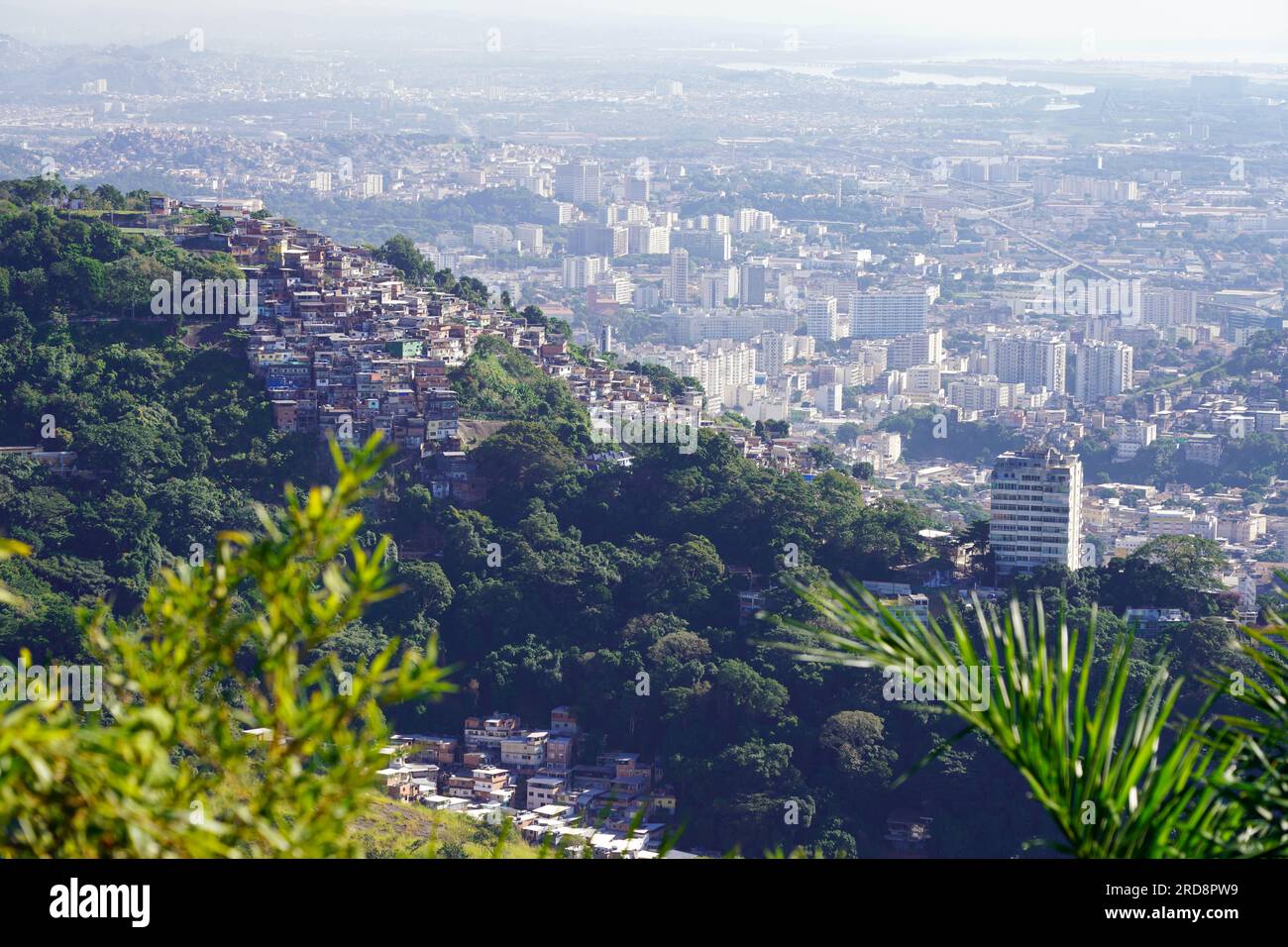 Cityscape from Mirante Dona Marta viewpoint with favelas and Tijuca forest, Rio de Janeiro, Brazil Stock Photo