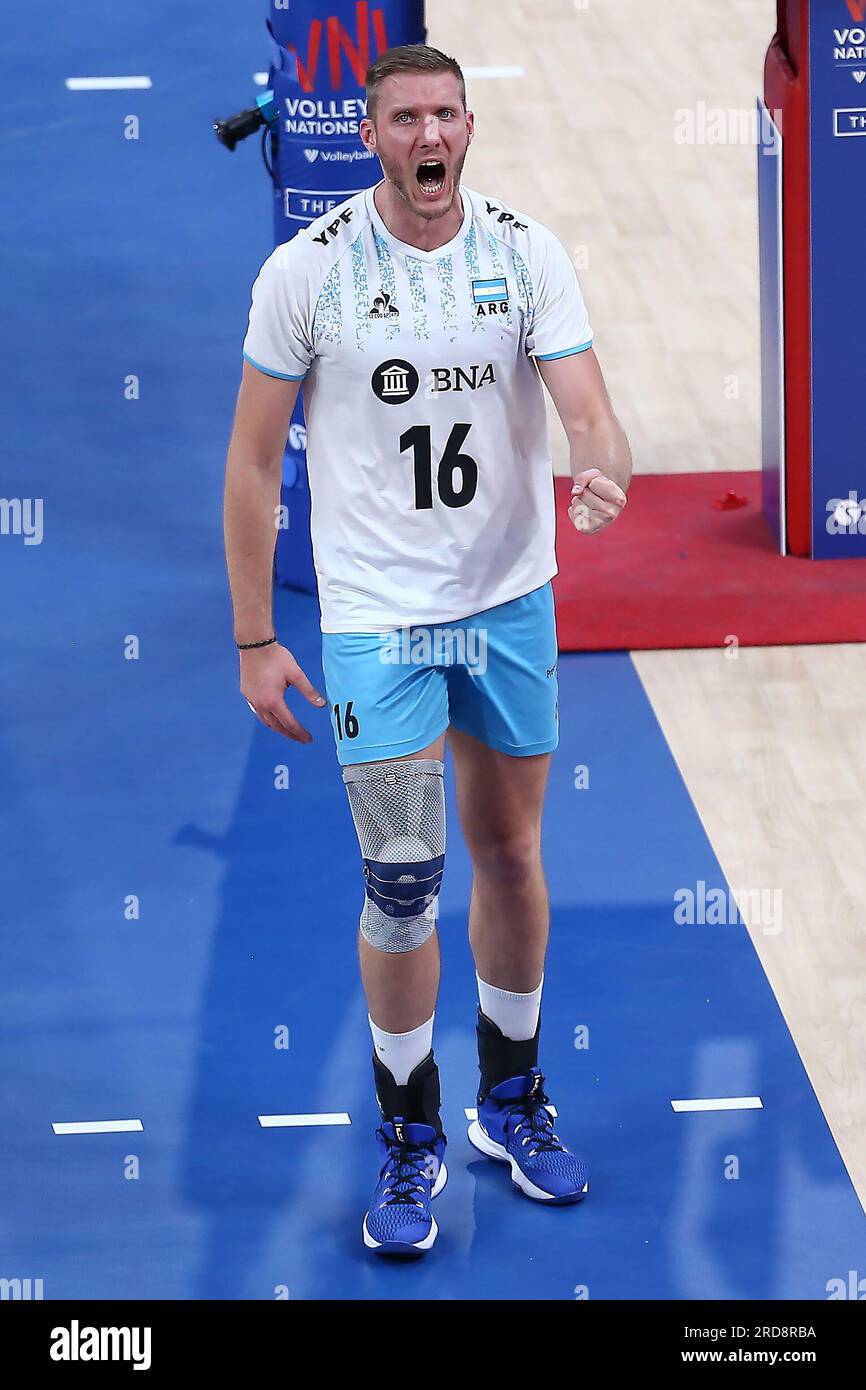 Gdansk, Poland. 19th July, 2023. Pablo Sergio Koukartsev during the FIVB  Volleyball Men's Nations League match between Argentina and Italy on July  19, 2023 in Gdansk Poland. (Photo by Piotr Matusewicz/PressFocus/Sipa USA)