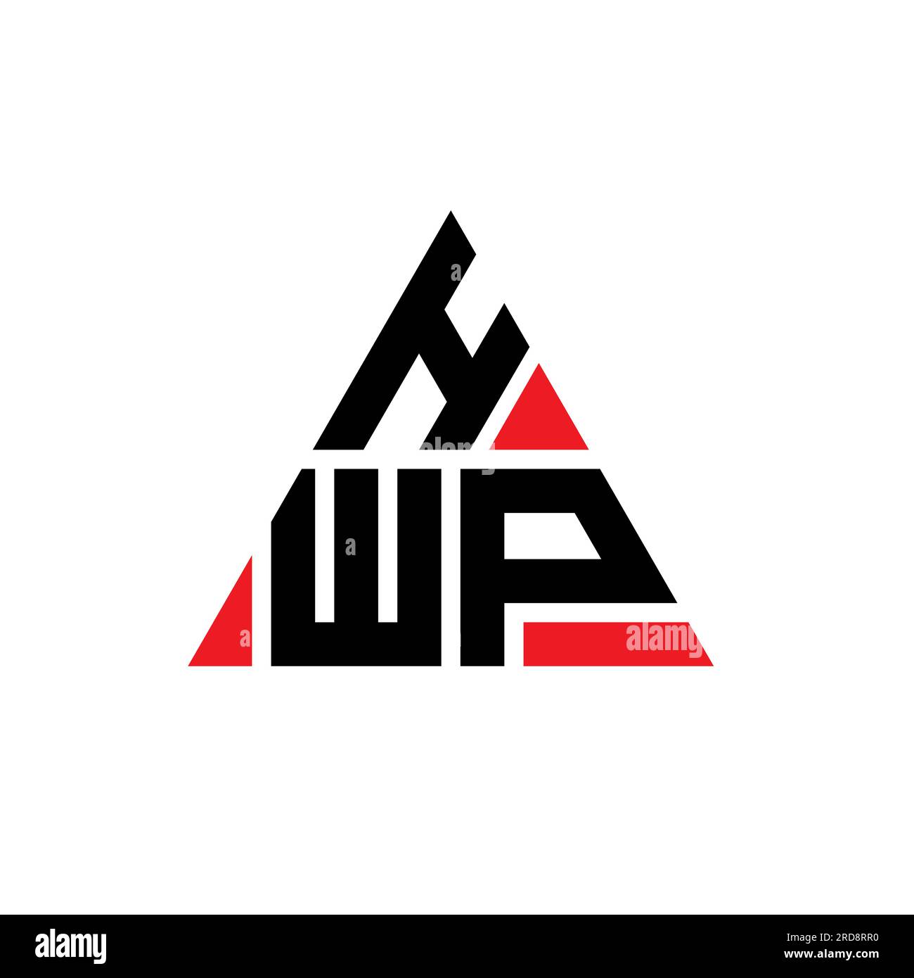 HWP triangle letter logo design with triangle shape. HWP triangle logo design monogram. HWP triangle vector logo template with red color. HWP triangul Stock Vector
