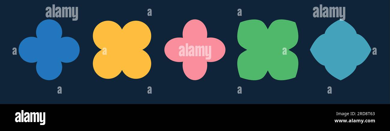 Quatrefoil symbol set. Quatrefoil geometric shape. Vector Stock Vector